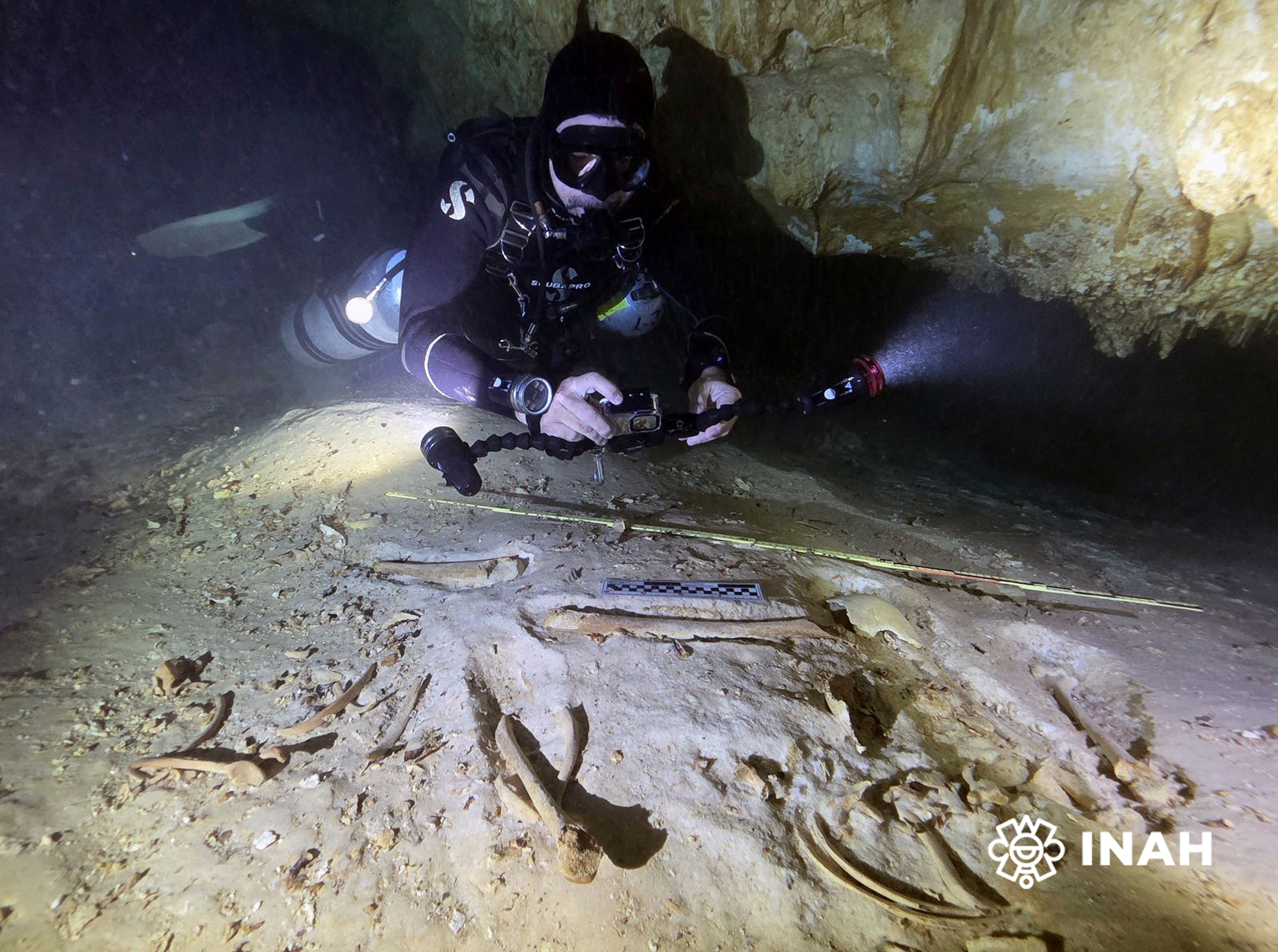 Aspecto de la recuperación de uno de los esqueletos, a fines de 2025.
